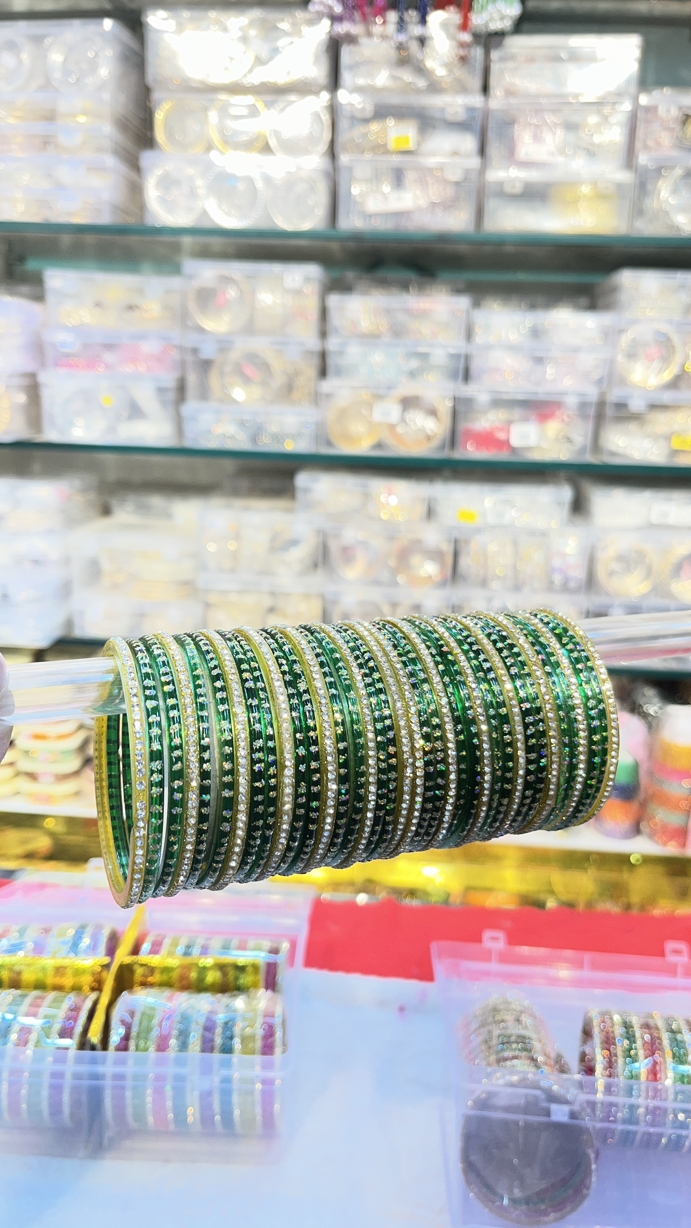Green crystal glass set